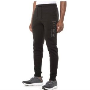 HURLEY - NEW! RELAXED FIT Boxed Logo Black Jogger Sweatpants Size Small